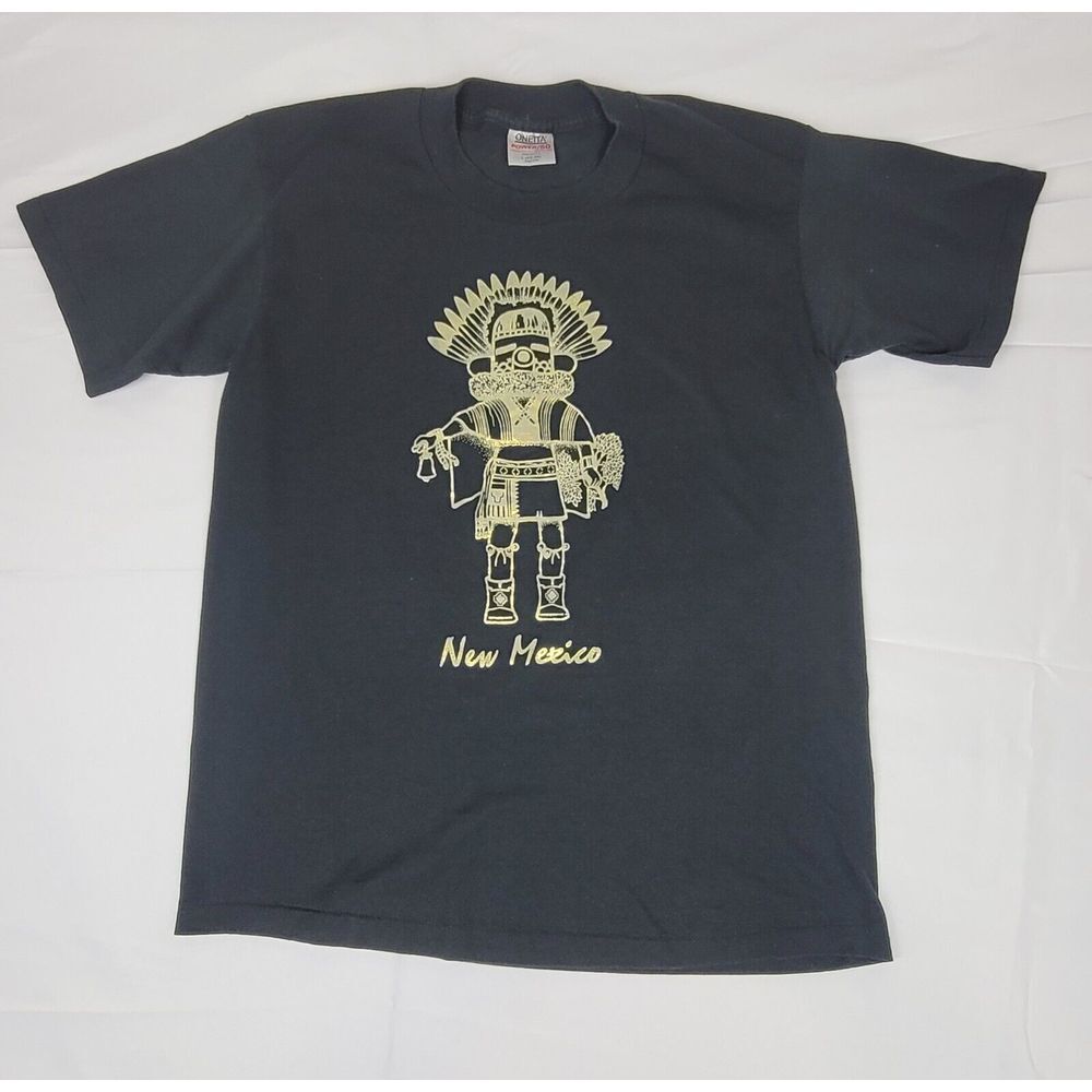 New Mexico Aztec Warrior T-Shirt Mens Large. VTG‎ Native American Single Stitch.